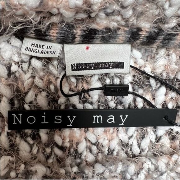 Anthropologie Noisy May Chunky Knit Sweater in Neutral Motif Size S NWT - Picture 10 of 14